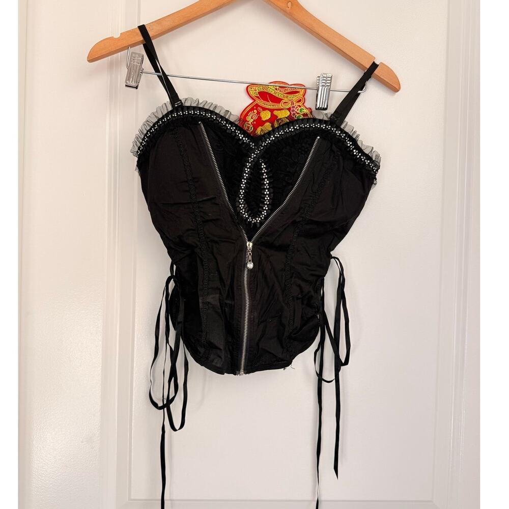 Oh Yes Bustier Black Goth‎ Dark Feminine Vampire Victorian Small Top